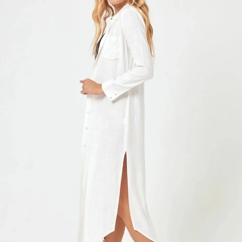 New L*Space Presley Cover-Up Swim Beach Cream Midi Dress NWT Small